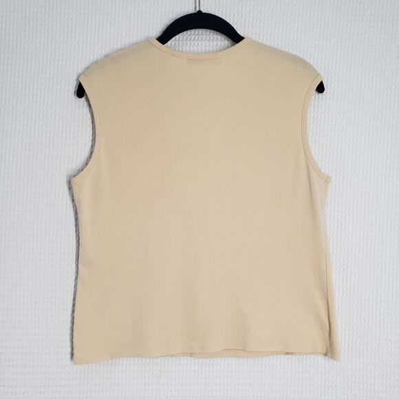 Vintage Lord and Taylor Sleeveless Top Womens Large Beige Lace Pima Cotton Y2K - Picture 4 of 12